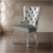Pemberly Row Set of 2 Tufted Wingback Dining Chairs with Nailhead Trim in Gray