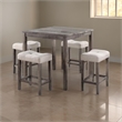 Pemberly Row 5Pc Counter Height Table Set w/ Saddle Seat Stools in Beige & Gray