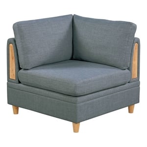 Pemberly Row 37&quot Modular Corner Sofa Chair w/ Wood Accented Arms in Gray Dorris