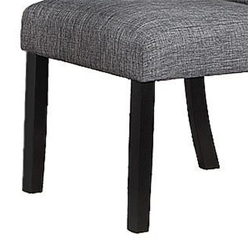 Pemberly Row Set of 2 Button Tufted Dining Chairs w/ Rolled Top in Charcoal Gray