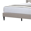 Pemberly Row Queen Bed with Geometric Tufted Wingback Headboard in Brown Burlap