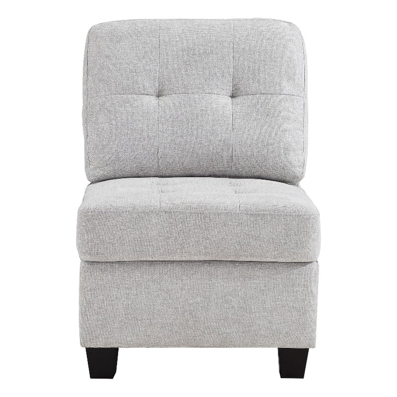 Pemberly Row Armless Modular Sofa Chair with Plush Cushions in Light Gray Fabric