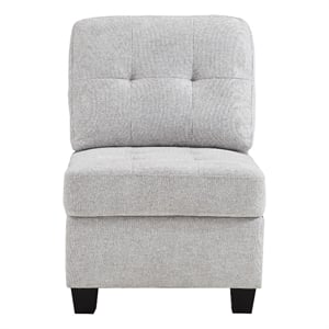 Pemberly Row Armless Modular Sofa Chair with Plush Cushions in Light Gray Fabric