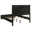 Pemberly Row Queen Bed with LED Panel Tall Headboard & Gold Base in Black & Gray