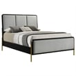 Pemberly Row Queen Bed with 3 Block Panel Headboard and Slim Legs in Gray