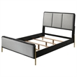 Pemberly Row Queen Bed with 3 Block Panel Headboard and Slim Legs in Gray