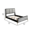 Pemberly Row Queen Bed with 3 Block Panel Headboard and Slim Legs in Gray