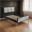 Pemberly Row Queen Bed with 3 Block Panel Headboard and Slim Legs in Gray