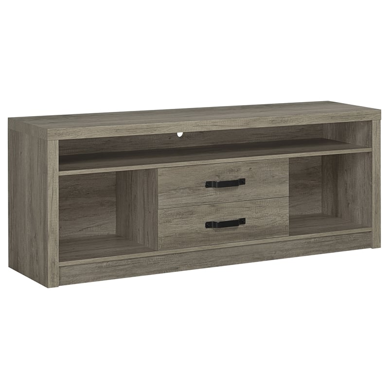 Pemberly Row TV Entertainment Console w/ 2 Media Towers & 8 Compartments in Gray