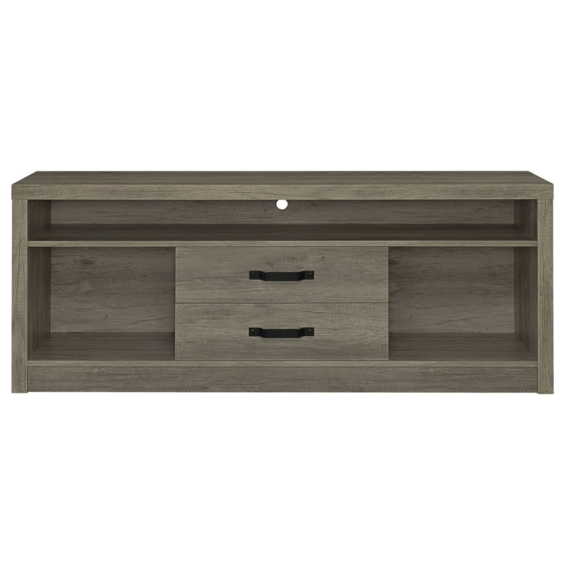 Pemberly Row TV Entertainment Console w/ 2 Media Towers & 8 Compartments in Gray