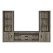 Pemberly Row TV Entertainment Console w/ 2 Media Towers & 8 Compartments in Gray