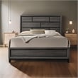 Pemberly Row King Bed with Brick Pattern Panel Headboard in Gray and Black