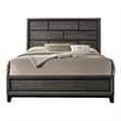 Pemberly Row Queen Bed with Brick Pattern Panel Headboard in Gray and Black