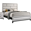 Pemberly Row King Bed with Brick Pattern Panel Headboard in White and Black