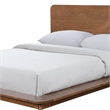 Pemberly Row Queen Platform Bed w/ Panel Headboard & Tapered Legs - Walnut Brown