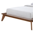 Pemberly Row Queen Platform Bed w/ Panel Headboard & Tapered Legs - Walnut Brown