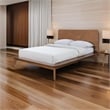 Pemberly Row Queen Platform Bed w/ Panel Headboard & Tapered Legs - Walnut Brown