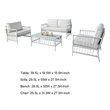 Pemberly Row 4 Piece Outdoor Patio Set with Wicker Sofa and Glass Table in White