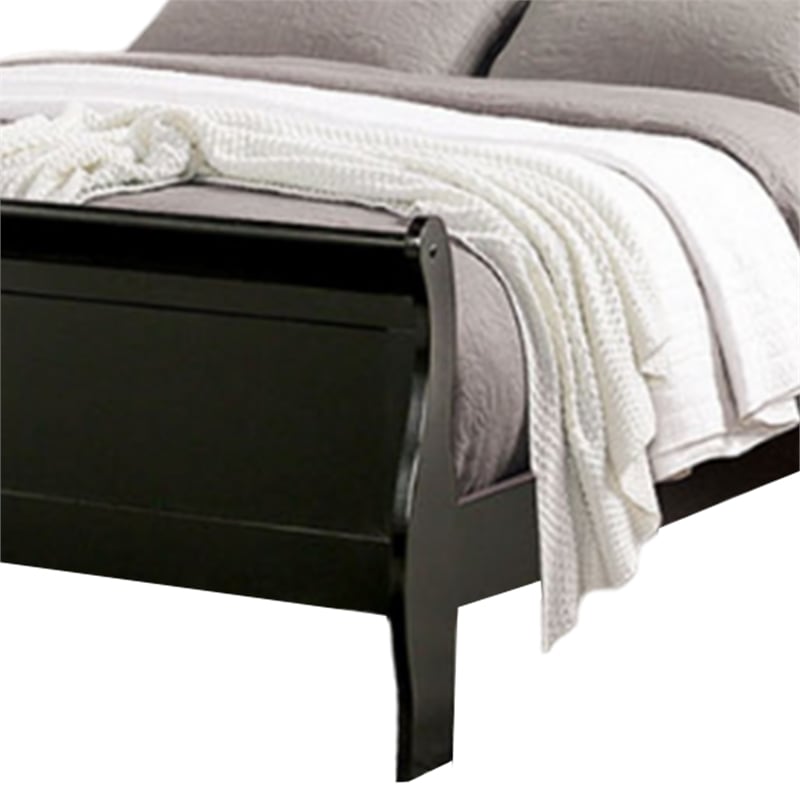Pemberly Row Twin Sleigh Bed with Panel Headboard and Bracket Feet in Black