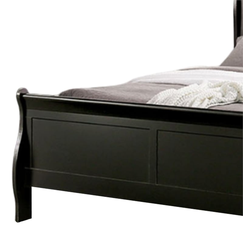Pemberly Row Twin Sleigh Bed with Panel Headboard and Bracket Feet in Black