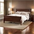 Pemberly Row Twin Sleigh Bed with Panel Headboard & Bracket Feet in Cherry Brown