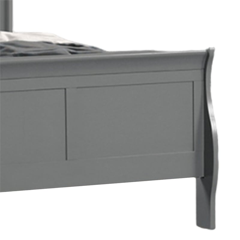 Pemberly Row Full Sleigh Bed with Panel Headboard and Bracket Feet in Light Gray