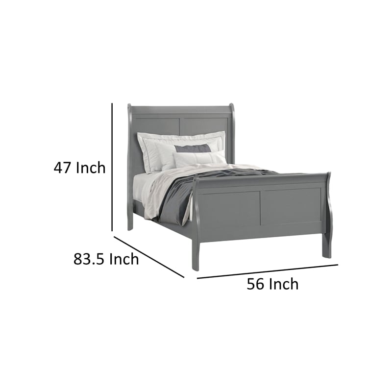 Pemberly Row Full Sleigh Bed with Panel Headboard and Bracket Feet in Light Gray