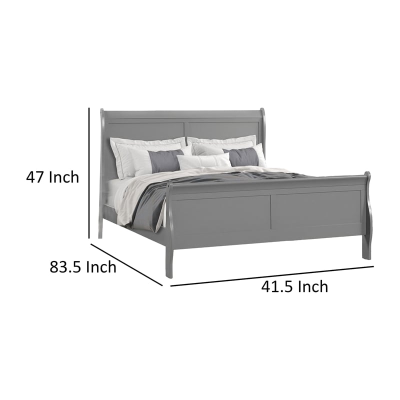 Pemberly Row Twin Sleigh Bed with Panel Headboard and Bracket Feet in Light Gray
