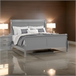 Pemberly Row Twin Sleigh Bed with Panel Headboard and Bracket Feet in Light Gray