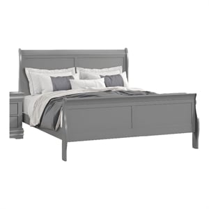 Pemberly Row Twin Sleigh Bed with Panel Headboard and Bracket Feet in Light Gray
