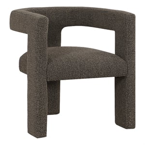 Pemberly Row Accent Side Chair with Curved Design in Chocolate Brown Boucle