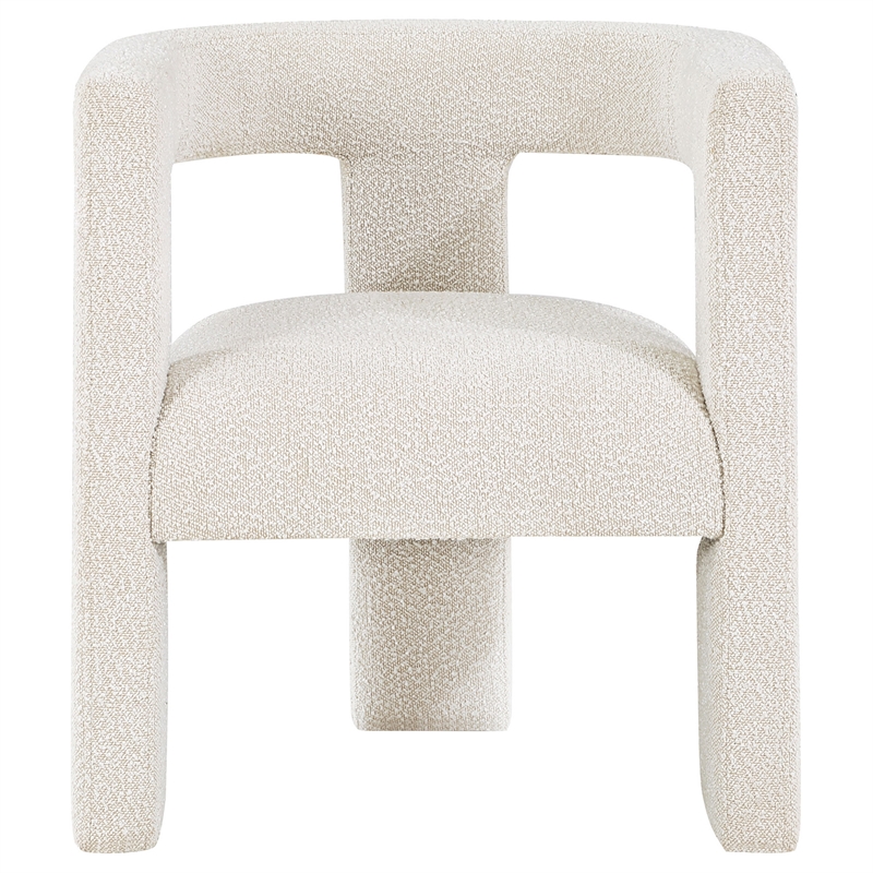 Pemberly Row Accent Side Chair with Curved Design in White Boucle