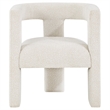 Pemberly Row Accent Side Chair with Curved Design in White Boucle