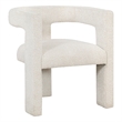 Pemberly Row Accent Side Chair with Curved Design in White Boucle
