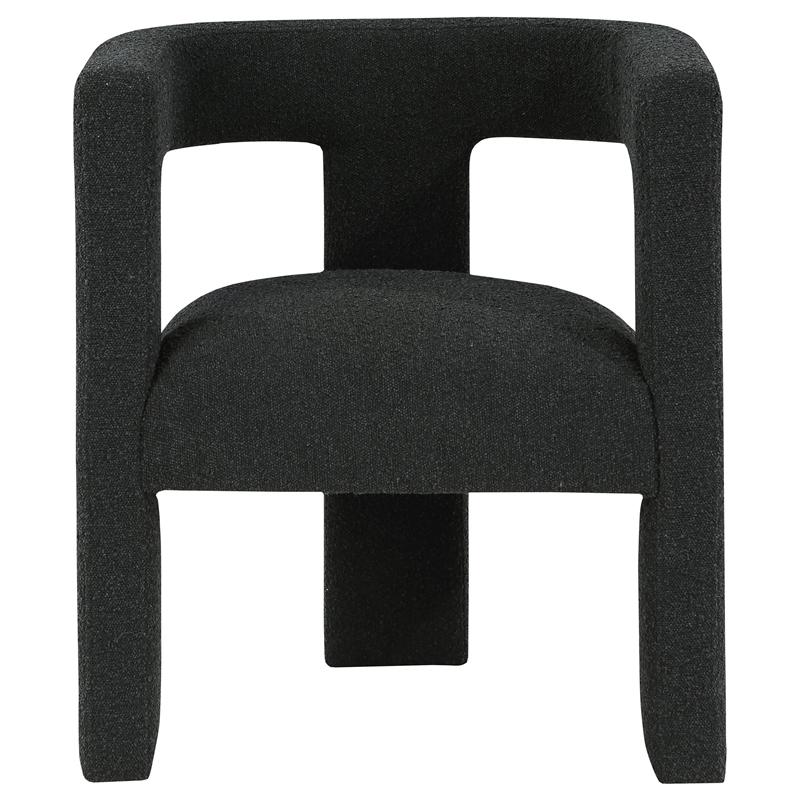 Pemberly Row Accent Side Chair with Curved Design in Black Boucle