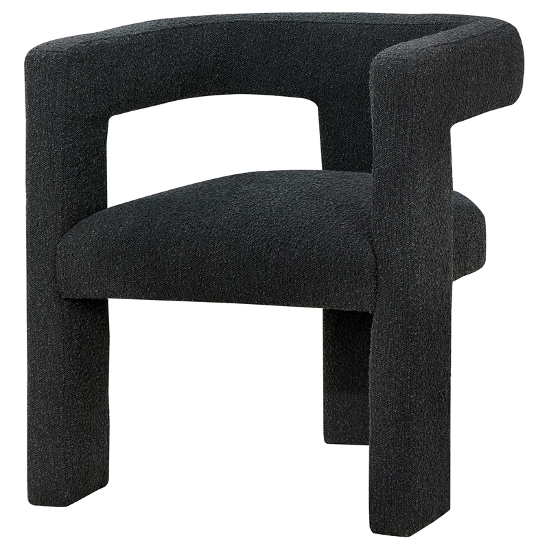 Pemberly Row Accent Side Chair with Curved Design in Black Boucle