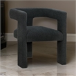 Pemberly Row Accent Side Chair with Curved Design in Black Boucle