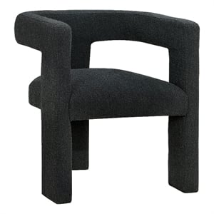 Pemberly Row Accent Side Chair with Curved Design in Black Boucle