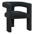 Pemberly Row Accent Side Chair with Curved Design in Black Boucle