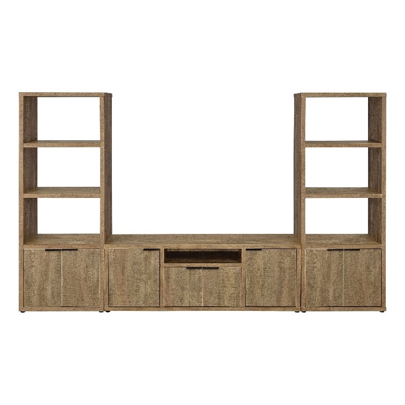 Pemberly Row TV Entertainment Console with 2 Media Towers & 4 Cabinets in Brown