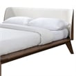 Pemberly Row Queen Platform Bed w/ Beige Boucle Winged Headboard in Walnut Brown