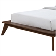 Pemberly Row Queen Platform Bed w/ Beige Boucle Winged Headboard in Walnut Brown