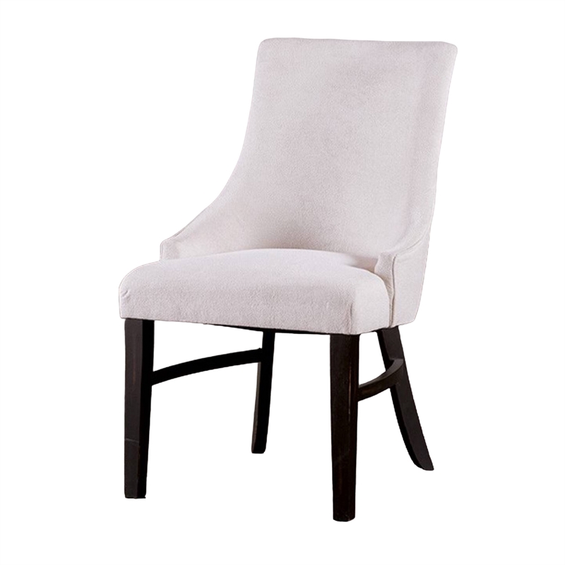 Pemberly Row Set of 2 Wingback Dining Armchairs w/ Padded Seats in Black & Beige