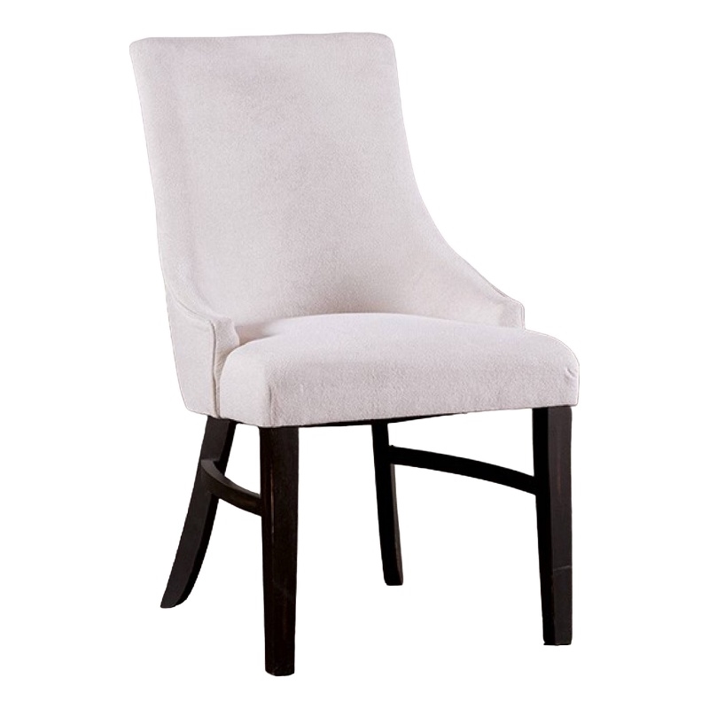 Pemberly Row Set of 2 Wingback Dining Armchairs w/ Padded Seats in Black & Beige
