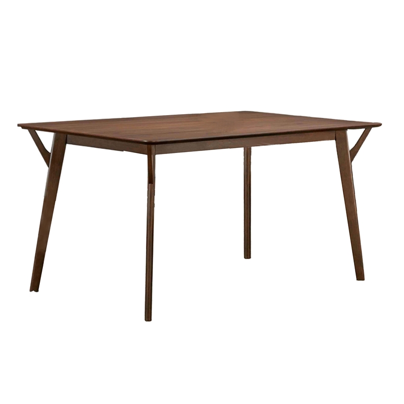 Pemberly Row 59 Inch Rectangular Dining Table with Angled Legs in Walnut Brown