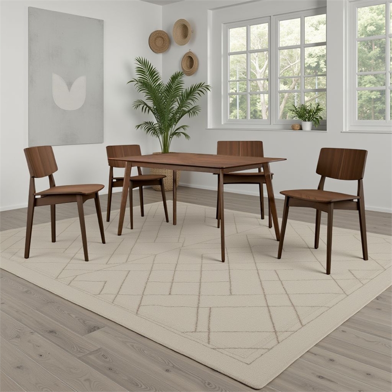 Pemberly Row 59 Inch Rectangular Dining Table with Angled Legs in Walnut Brown