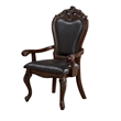 Pemberly Row 2Pc Carved Dining Armchairs with Faux Leather & Cabriole Legs