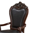 Pemberly Row 2Pc Carved Dining Armchairs with Faux Leather & Cabriole Legs