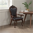 Pemberly Row 2Pc Carved Dining Armchairs with Faux Leather & Cabriole Legs