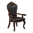 Pemberly Row 2Pc Carved Dining Armchairs with Faux Leather & Cabriole Legs